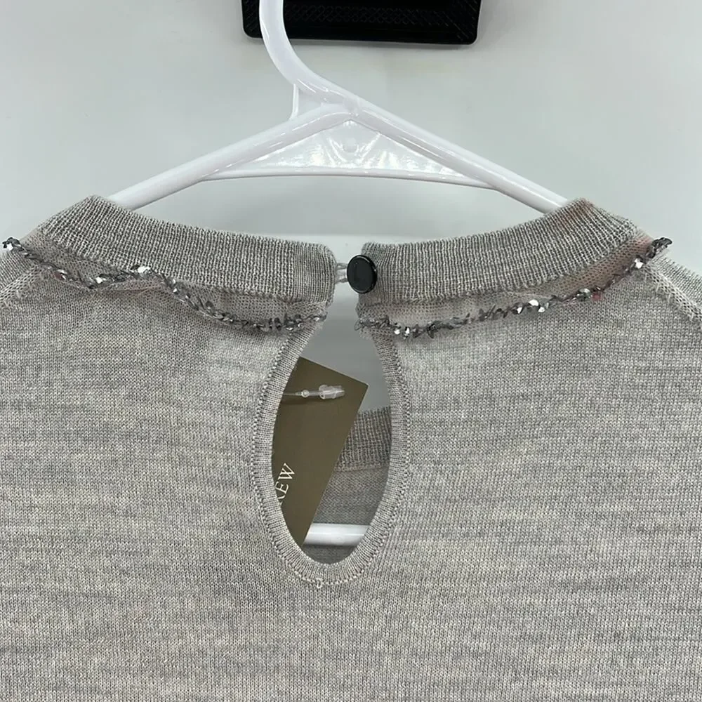 J. Crew Women's Carolyn embellished fitted crewneck sweater merino wool - Dusk
